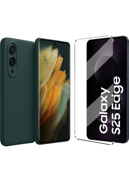 Samsung Galaxy S25 Edge ile Uyumlu Kılıf Esnek Premium Telefon Kılıfı ve Temperli Cam Ekran Koruyucu