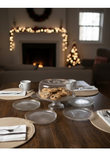 Altın Yaldızlı Ayaklı Kek Kurabiye Pasta Sunum Standı ve 6 Parça Pasta Tabağı Seti Sunum ve Servis Seti fiyatları