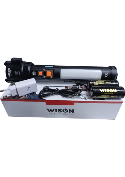 WS-7510 Profesyonel Acil Durum El Feneri | 40W – 4000 Lümen – 10.000 Mah – Cam Kırıcılı, Kemer Kesmeli & Çakmak Özellikli