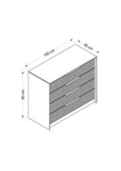 Kale Luxe Modern Aynalı Şifonyer Kumtaşı 4 Çekmeceli 100 cm Genişlik 85 cm Yükseklik