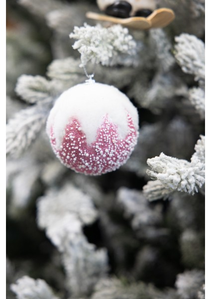 Yılbaşı Süsü 3'lü Tüylü Top Pembe 8 cm