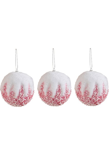 Yılbaşı Süsü 3'lü Tüylü Top Pembe 8 cm fiyatları