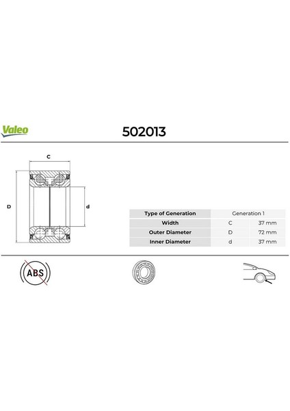 Mtxdpn On Teker Rulmani R21 R19 Megane Clio Kangoo Doblo Albea Logan 37X72X37 Abs Siz