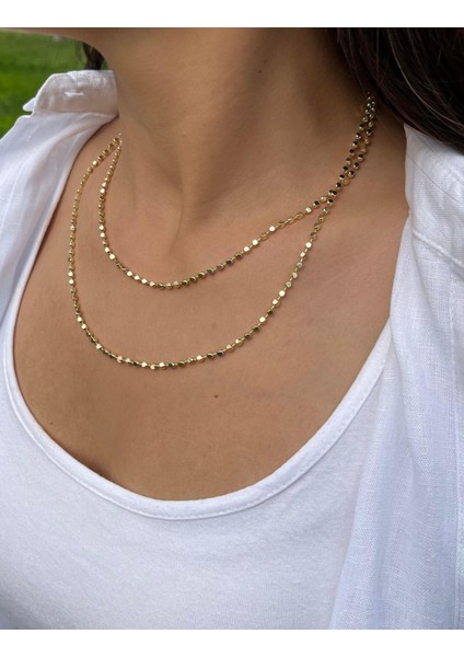 Kare Desen Uzun Dolama Zincir Kolye