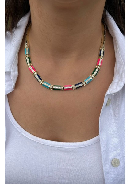 Renkli Özel Işleme Taşlı Kolye