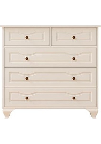 Irmak Country Şifonyer Beyaz Renk 5 Çekmeceli 90x86x40 cm Boyutlarıyla