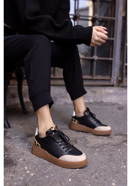 Gordon Kadin Siyah Leopar Garnili Sneaker fiyatları