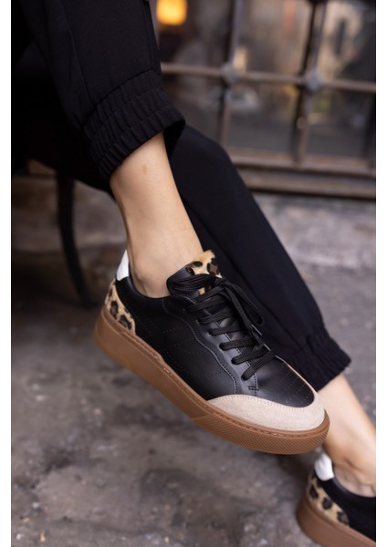 Gordon Kadin Siyah Leopar Garnili Sneaker fırsatları