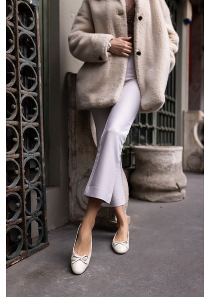 Lumbo Kadın Bej Gercek Deri Babet