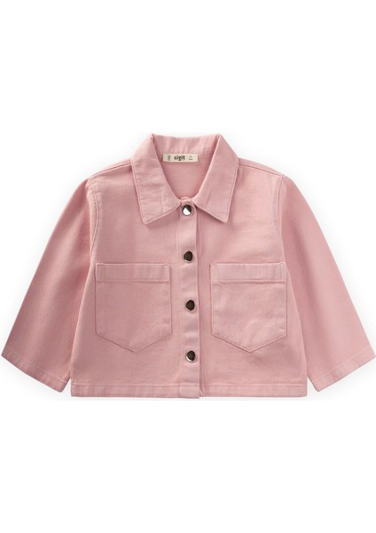 Büyük Çift Cepli Gabardin Ceket 2-7 Yaş Pembe