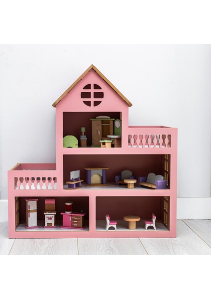 Ahşap Oyuncak Barbie Oyunevi Pembe