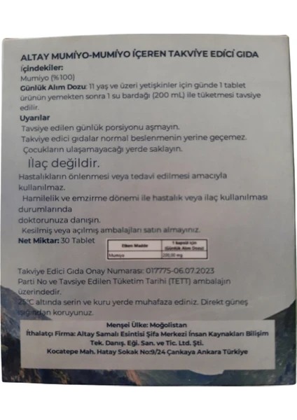 Saf Mumiyo 30'lu Tablet modelleri