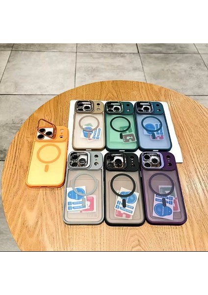 iPhone 17 Pro Max Safir Kamera Lens Koruma Hediyeli Magsafe Özellikli Standlı Mat Lüks Zırhlı Kılıf indirimleri