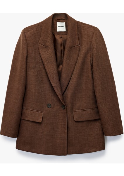 Cep Detaylı Düğmeli Uzun Kollu Kruvaze Yaka Blazer Ceket modelleri