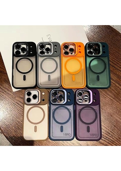 iPhone 17 Pro Max Safir Kamera Lens Koruma Hediyeli Magsafe Özellikli Standlı Mat Lüks Zırhlı Kılıf