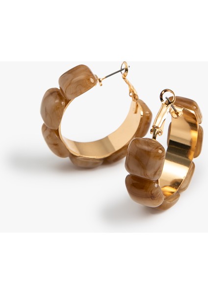 Çelik Karışımlı Taşlı Halka Küpe modelleri