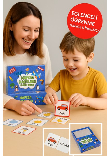 Hafıza Kartları Flash Cards 108 Parça • Türkçe Ingilizce Kelime Oyunu • Zeka ve Dikkat Gelişimi