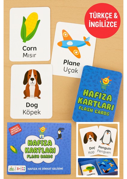 Hafıza Kartları Flash Cards 108 Parça • Türkçe Ingilizce Kelime Oyunu • Zeka ve Dikkat Gelişimi fiyatları