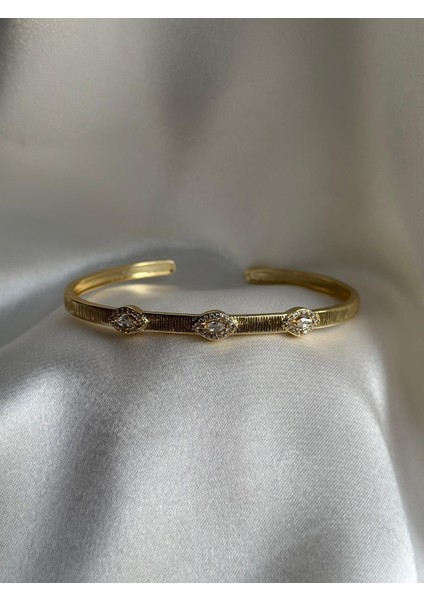 Luckybstore Gold Renk Zirkon Taşlı Kelepçe