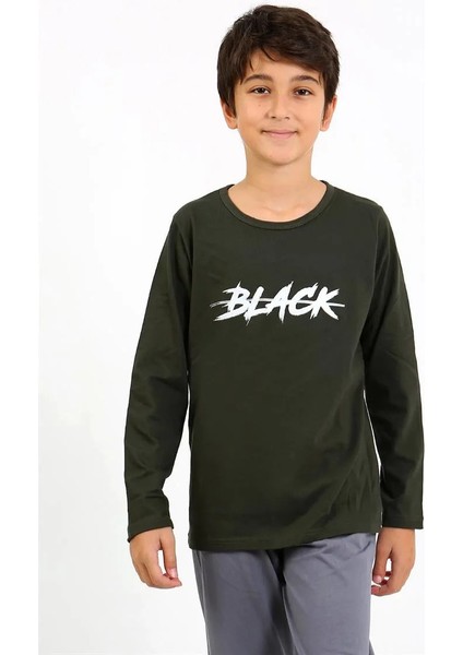 Erkek Çocuk Uzun Kol Penye Pijama Takım Haki modelleri