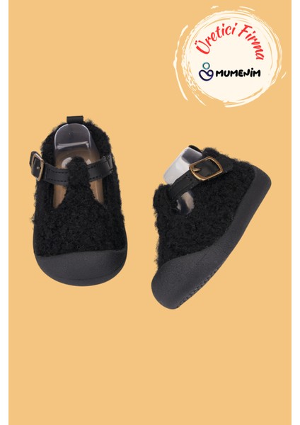 Togo Unisex Çocuk Bebek Siyah Günlük Babet Ayakkabısı - Ortopedik, Kaymaz Rahat ve Esnek
