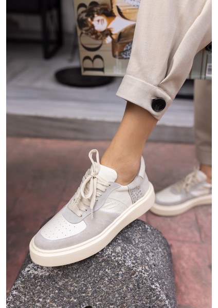 Zero Kadın Bej Gercek Deri Taş Detayli Deri Sneaker fiyatları