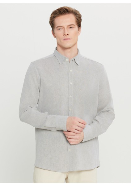 Tailored Fit Düğmeli Yaka Haki Erkek Gömlek ACE020261604_HAK modelleri