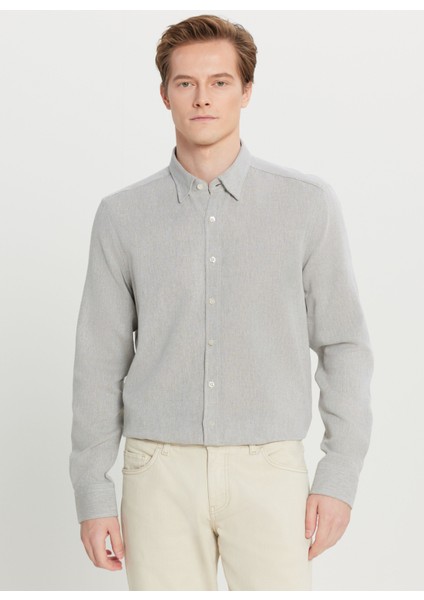 Tailored Fit Düğmeli Yaka Haki Erkek Gömlek ACE020261604_HAK indirimleri