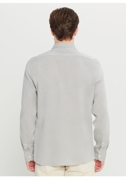 Tailored Fit Düğmeli Yaka Haki Erkek Gömlek ACE020261604_HAK