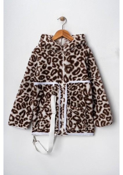 Sırt Çantasına Dönüşebilen Peluş Unisex çocuk mont - Kahverengi