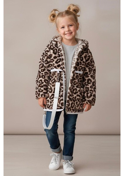 Sırt Çantasına Dönüşebilen Peluş Unisex çocuk mont - Kahverengi fiyatları