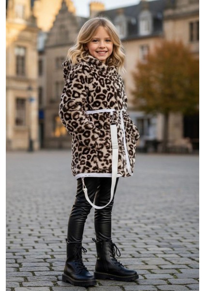 Sırt Çantasına Dönüşebilen Peluş Unisex çocuk mont - Kahverengi modelleri