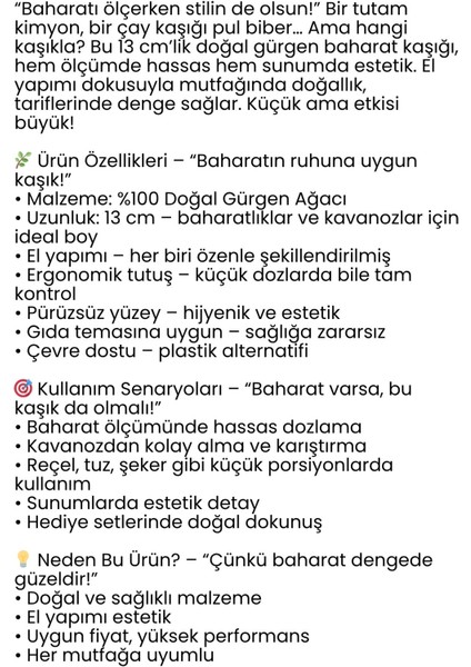 Doğal Gürgen Baharat Kaşığı – 13 Cm, Mini Boy, Şık ve Pratik Mutfak Yardımcısı 722256 modelleri