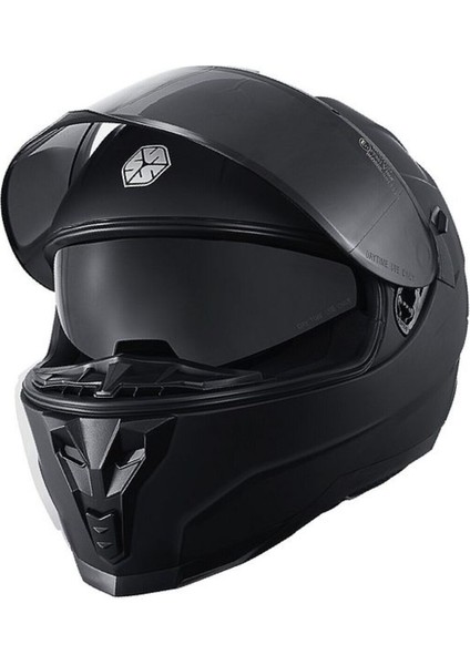 Motosiklet Double Vizörlü Full Face Kask Ce Motor Kaskı Mat Black Edition