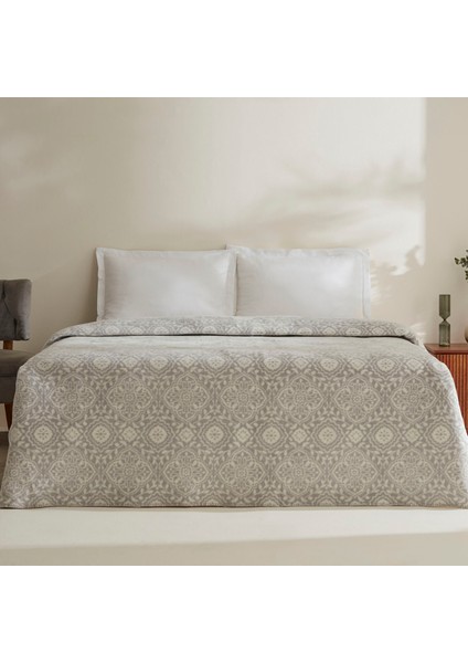 Ansel Çift Kişilik Akrilik Battaniye Açık Gri