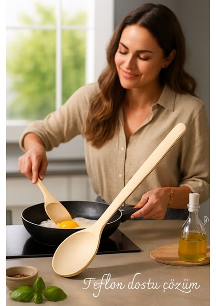 Doğal Gürgen Ahşap Servis Kaşığı – 20 Cm, Ergonomik ve Dayanıklı Mutfak Yardımcısı 722245