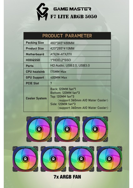 F7 Lite Argb RTX5050 Intel I5-12400F Cpu 16GB Ddr4 Ram 512GB M.2 SSD RTX5050 7x Argb Fanlı Gaming Pc fırsatları
