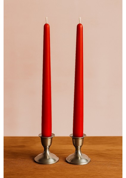Home Luma 2'li Kırmzıı Renk Şamdan Mum