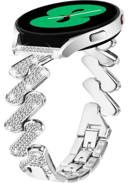 Samsung Galaxy Watch Fe 40MM Bling Rhinestone Dekorlu Saat Kayışı Sert Alaşımlı Bilezik - Gümüş (Yurt Dışından) modelleri
