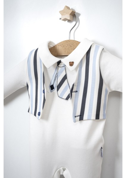 Çizgili Kravat Nakışlı Gömlek Yaka Bebe Erkek Tulum fiyatları