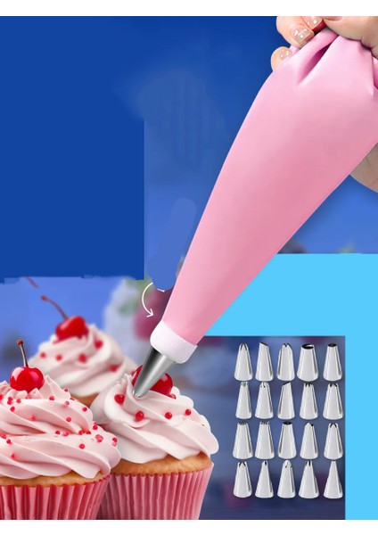 20 Uçlu Pasta Süsleme Seti – 2 Krema Torbası, Paslanmaz Uçlar, Profesyonel ve Ev Kullanımı Için 722262 fiyatları