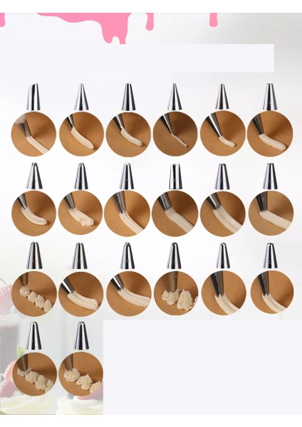 20 Uçlu Pasta Süsleme Seti – 2 Krema Torbası, Paslanmaz Uçlar, Profesyonel ve Ev Kullanımı Için 722262