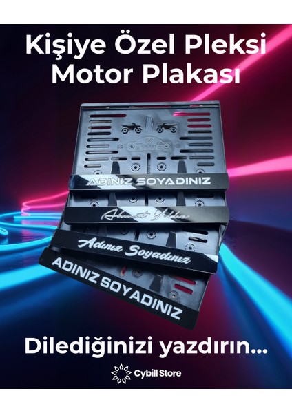 Kişiye Özel Motosiklet Plaka Altı -Şık ve Dayanıklı Plaka Kişiye Özel Beyaz Cybill Store Motor Plakalık Pleksi | Ad Soyad Yazılı 3D Kabartma | Parlak Premium Modifiye Tasarım | Dayanıklı, indirimleri