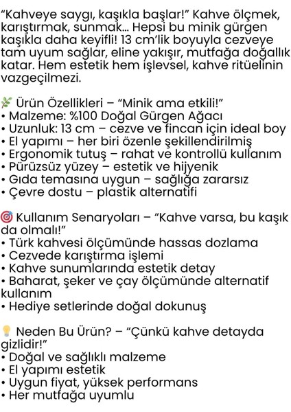 Doğal Gürgen Kahve Kaşığı – 13 Cm, Mini Boy, Şık ve Pratik Mutfak Yardımcısı 722257 modelleri