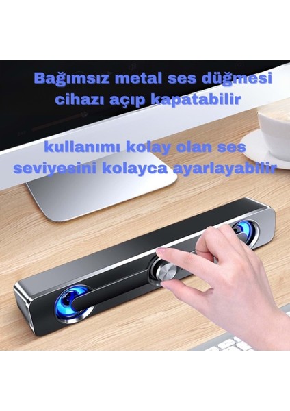 USB Destekli Stereo Soundbar Hoparlör – LED Işıklı, Güçlü Ses Kalitesi, Pc / Laptop / Tv / Telefon Uyumlu indirimleri