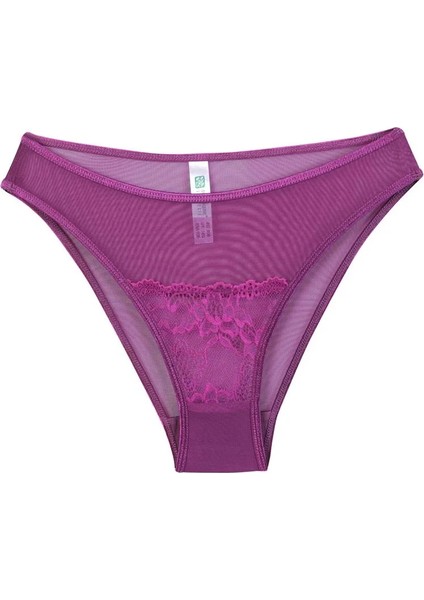 Kadın Mor Dantel Detaylı Transparan 2'li Slip fiyatları