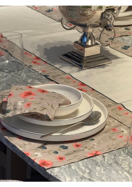 Keten Lacin Desen Runner 40X140 cm