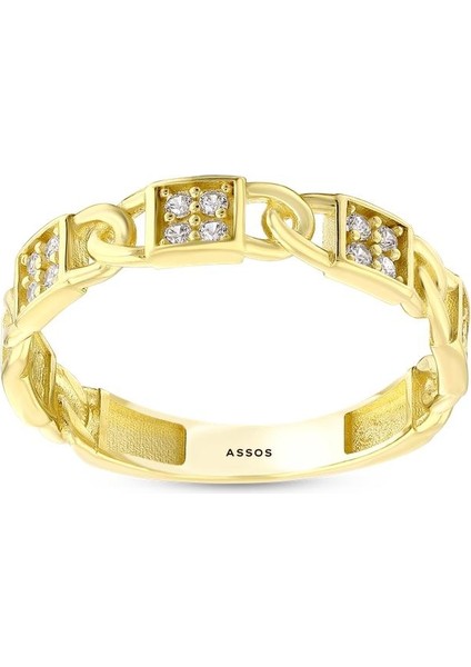 Taşlı Tasarım Altın Yüzük - 14K