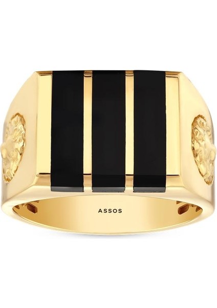 Aslan Figürlü Tasarım Erkek Yüzük - 14K