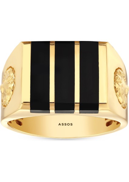 Aslan Figürlü Tasarım Erkek Yüzük - 14K